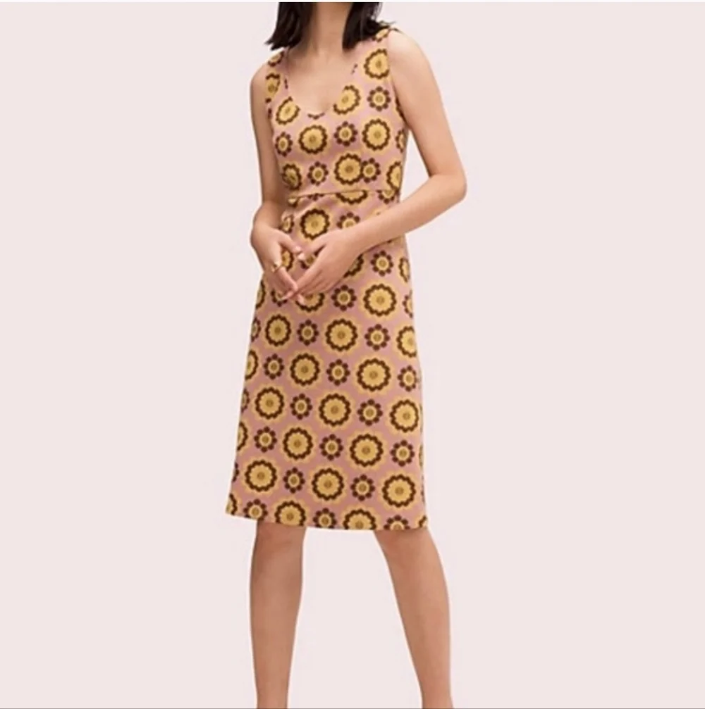 Kate Spade Geo Floral Jacquard Dress in Strawberry Mochi